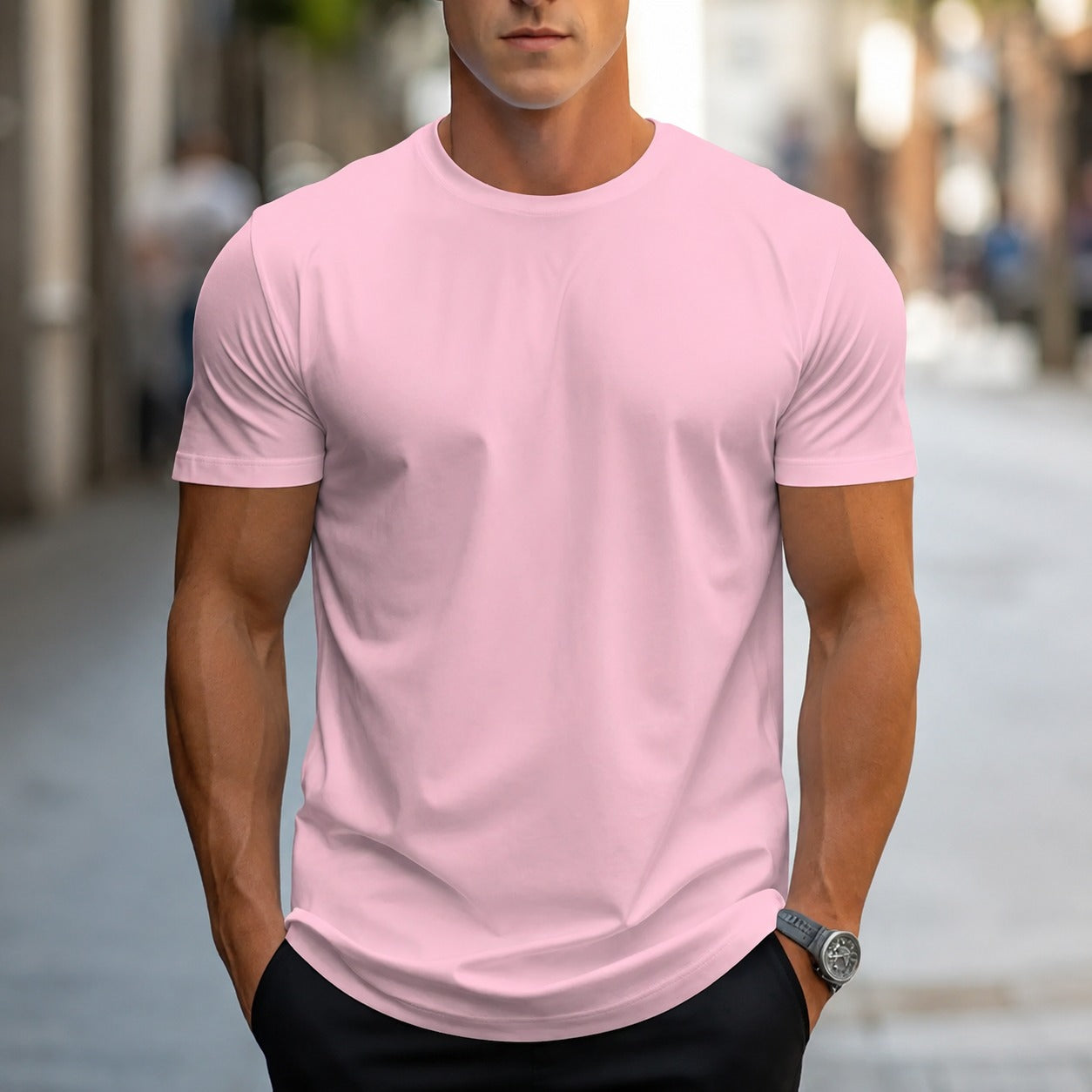 Owen - Camiseta casual y lisa para hombres