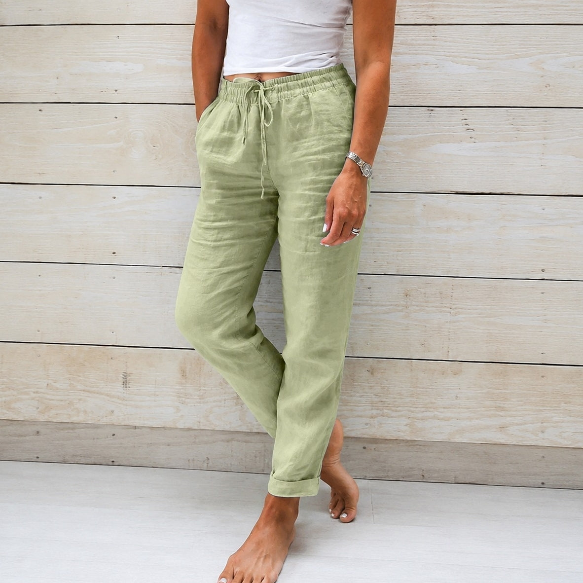 Stacy - Pantalón casual para mujeres de tela ligera