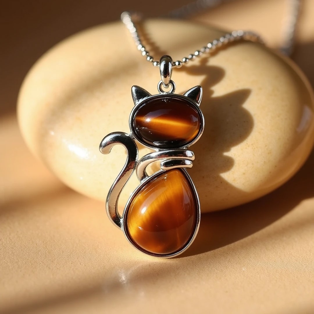 Mila – Collar de gato con piedra auténtica