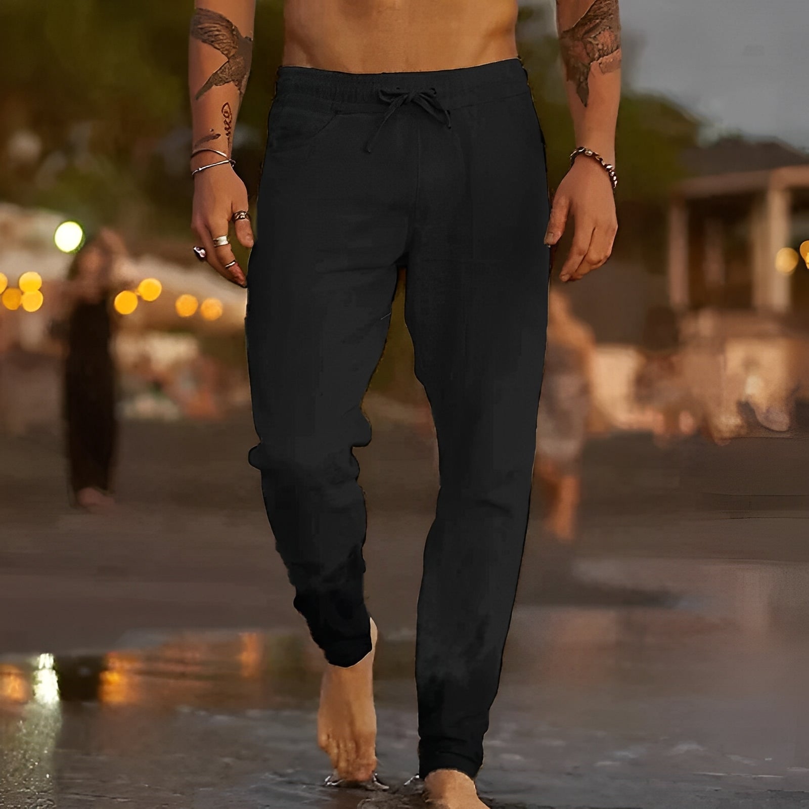 Michael - Pantalones de playa informales de lino para hombre