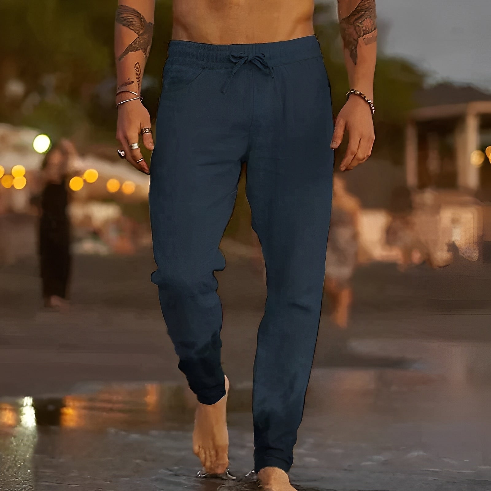 Michael - Pantalones de playa informales de lino para hombre