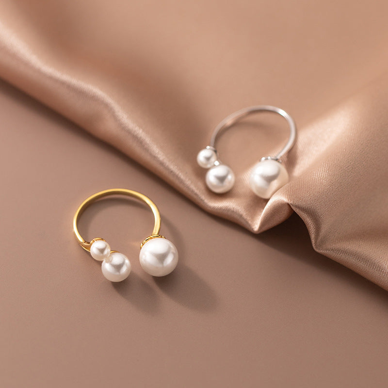 Amandine – Anillo regulable con tres perlas de agua dulce