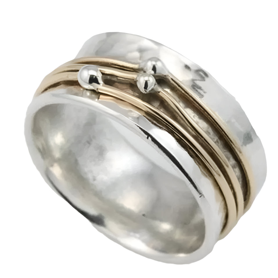 Gracia brillante – Anillo antiguo de oro y plata con superficie luminosa