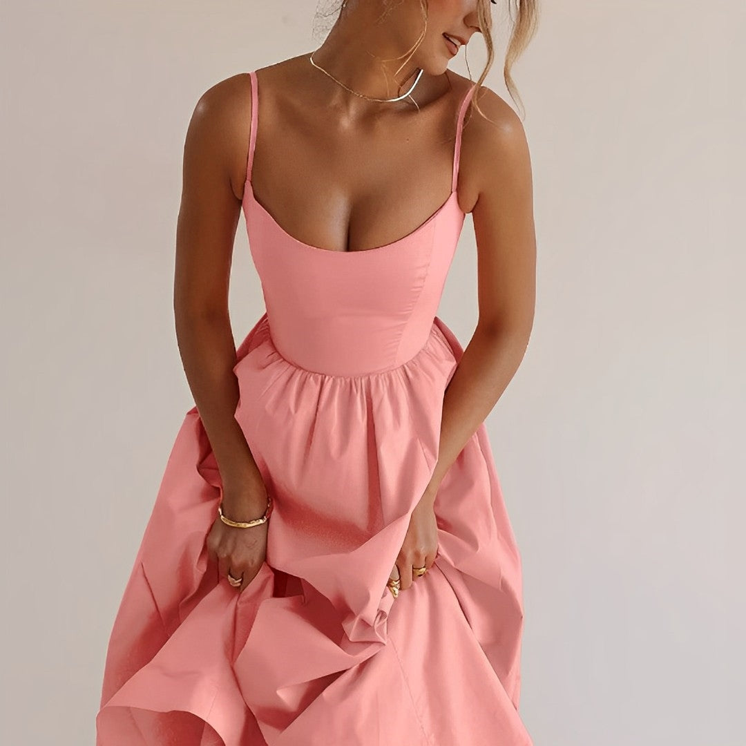 Fabiana - Vestido con Tirantes Finos y Corte Fruncido
