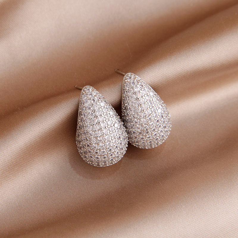Pendientes en Forma de Gota con Diamantes - Pendiente de Diamante Incrustado