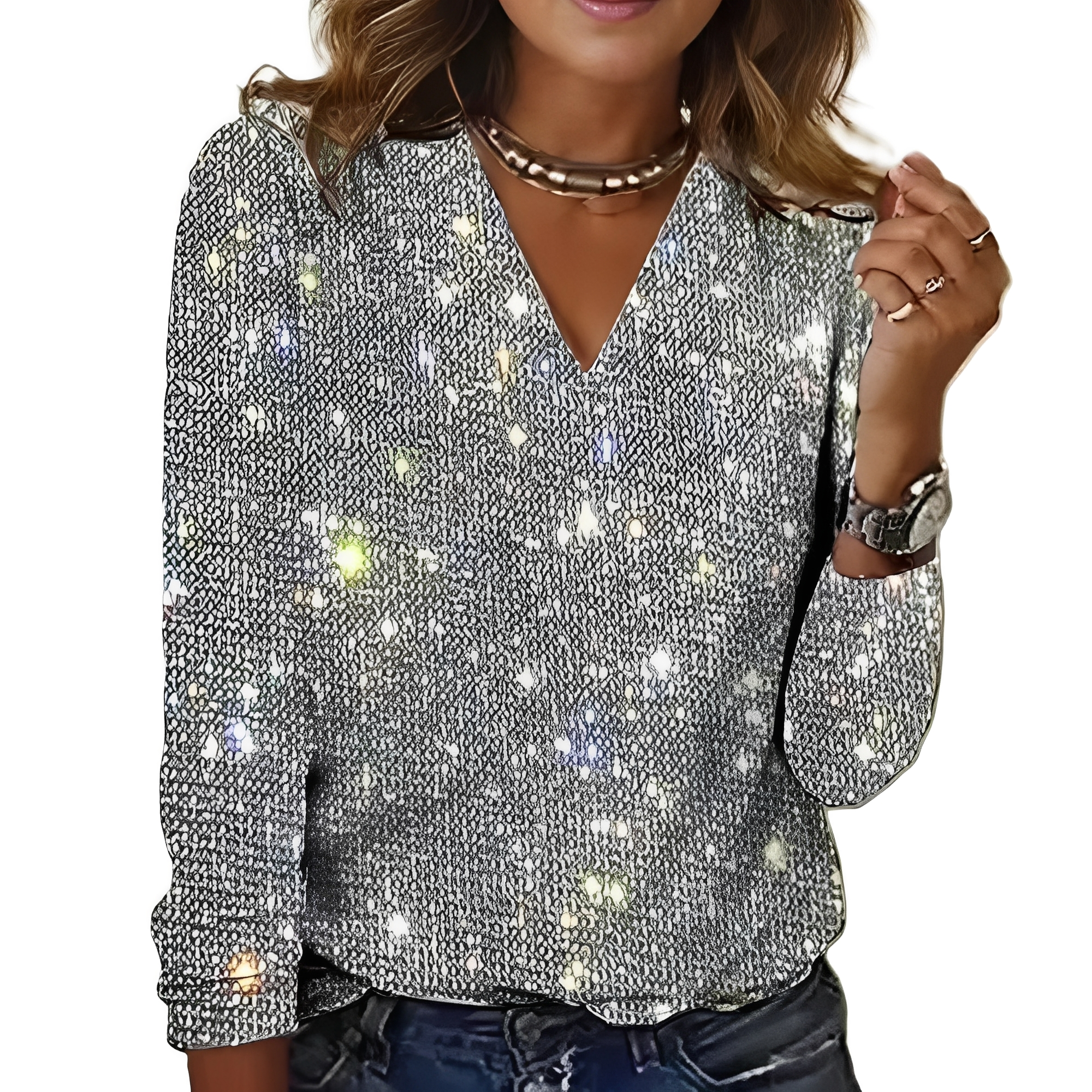 Caroline - Blusa elegante y brillante para mujeres