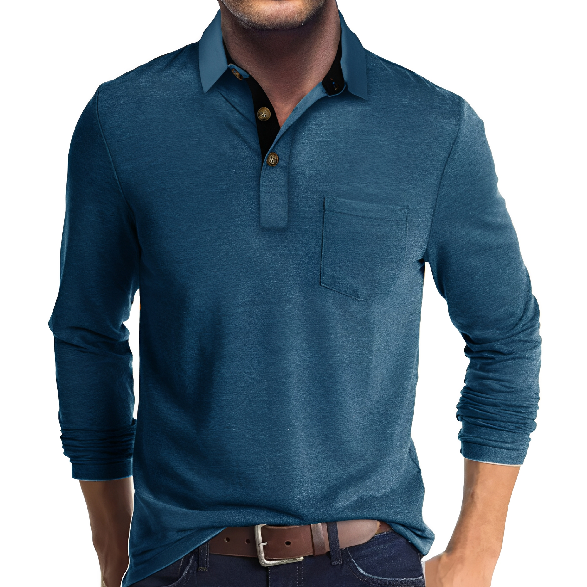 Marty - Polo de manga larga casual para hombres