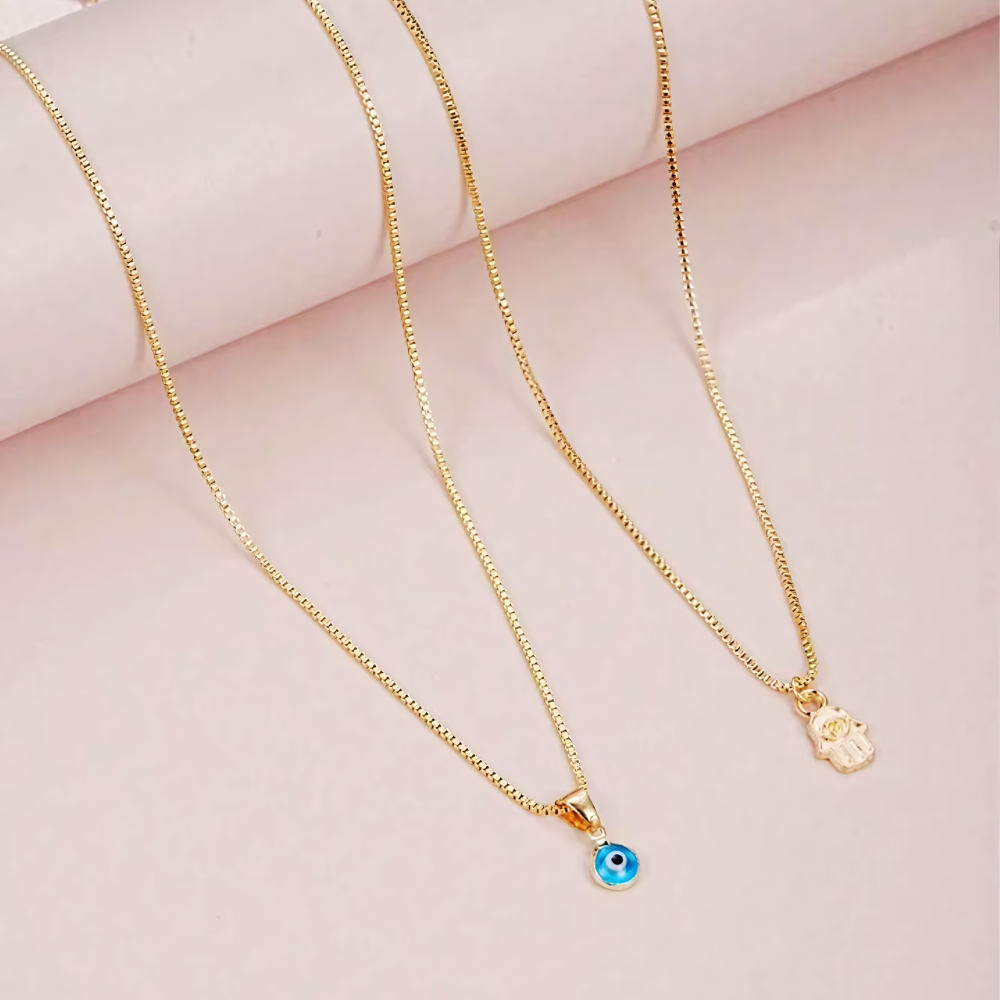 Sahar – Collar de dos filas con símbolo protector