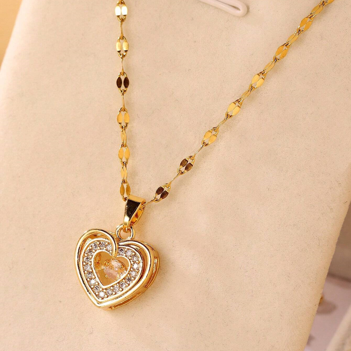 Colgante Corazón de Amor - Collar de Dos Capas