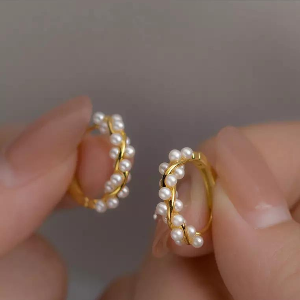 Pendientes de perlas sintéticas - Pendientes elegantes de perlas