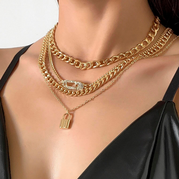 4pcs Collar - Conjunto de cadena de pin vintage