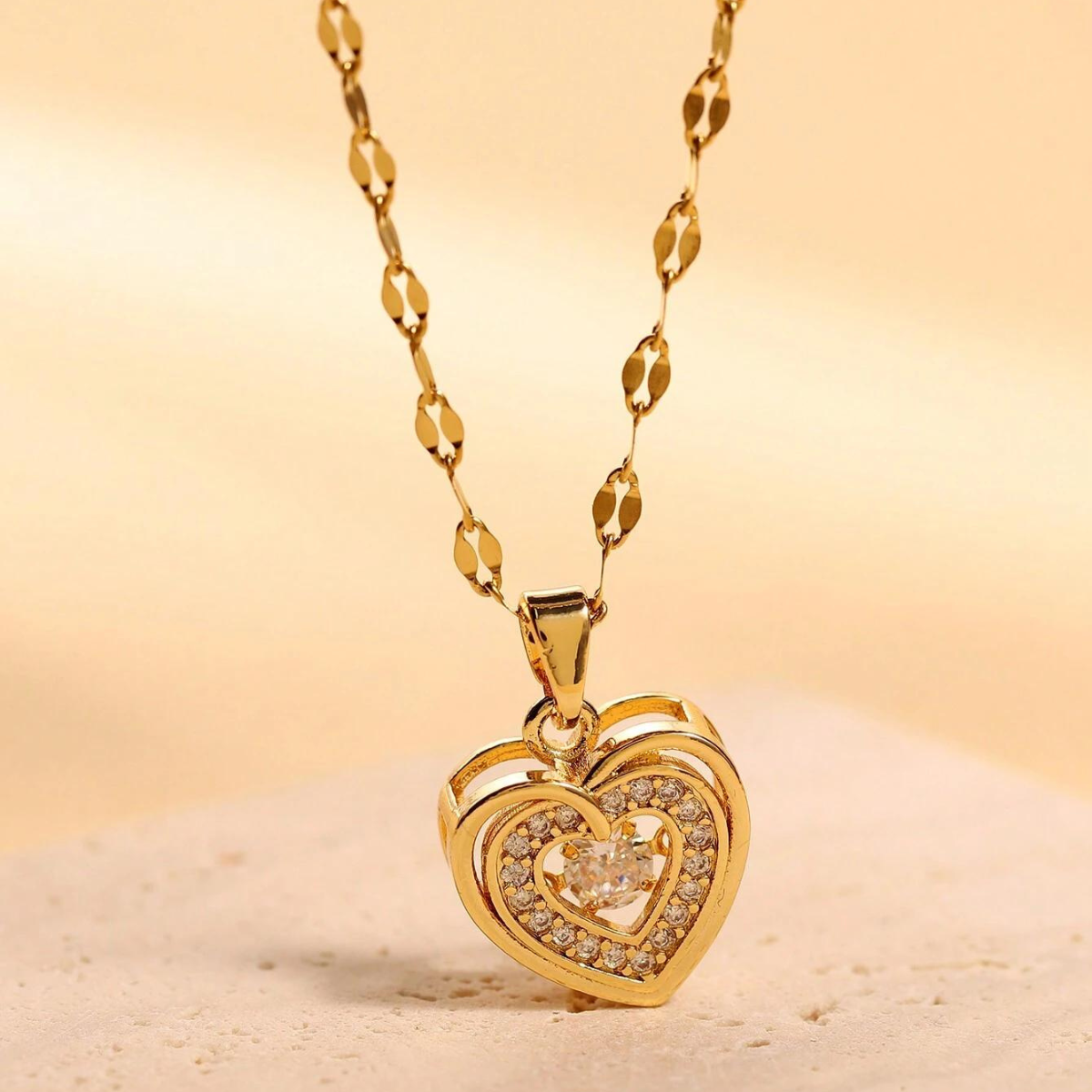 Colgante Corazón de Amor - Collar de Dos Capas