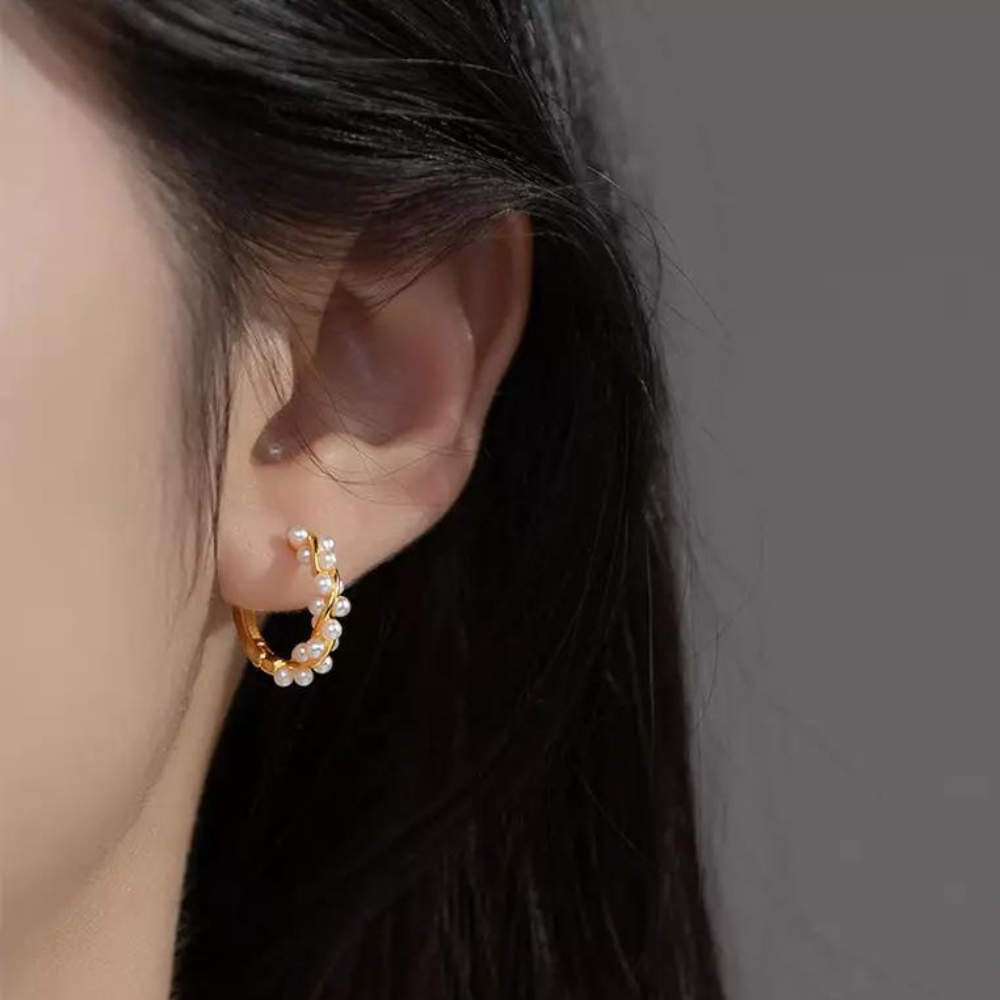 Pendientes de perlas sintéticas - Pendientes elegantes de perlas