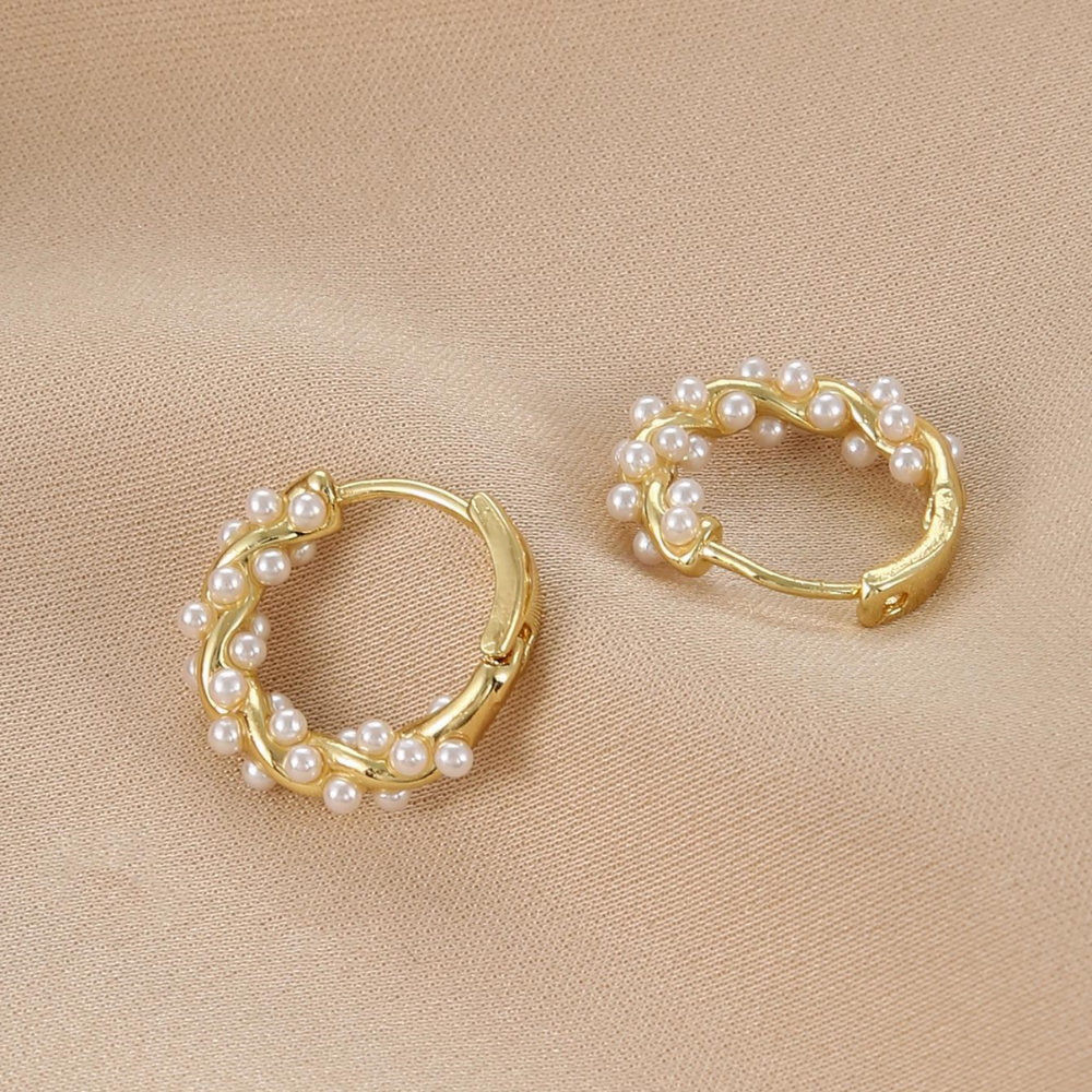 Pendientes de perlas sintéticas - Pendientes elegantes de perlas