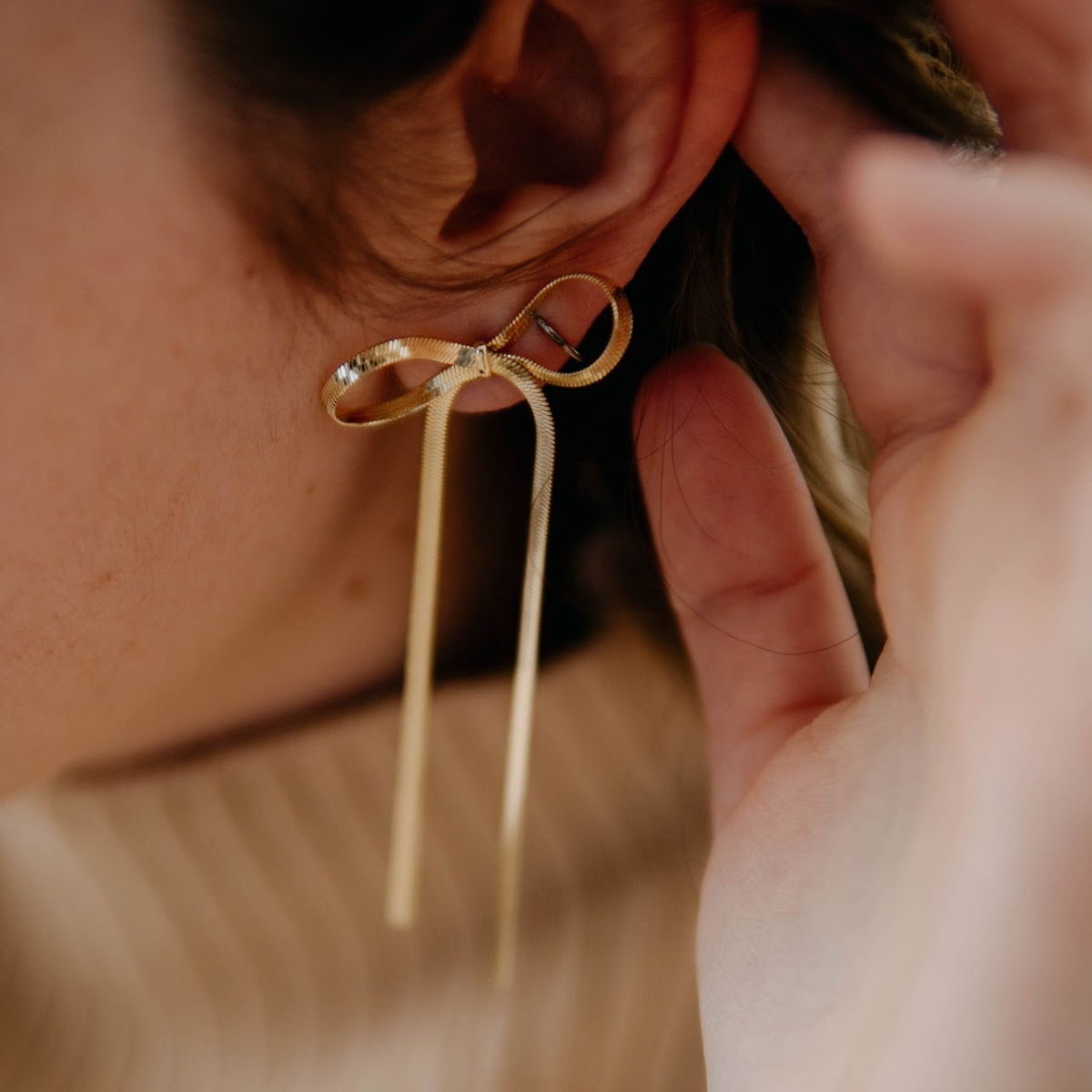 Pendientes largos con flecos - Pendientes Ribbon