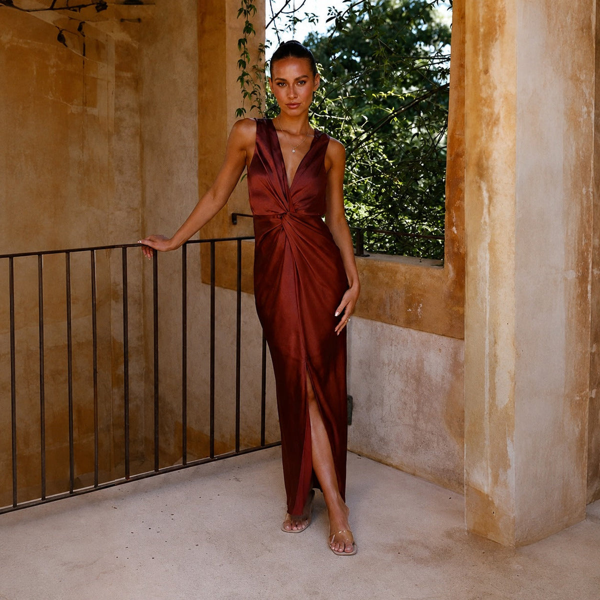 Elaine - Vestido de noche elegante sin mangas con espalda abierta