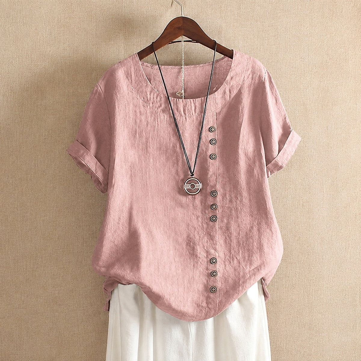 Julianny - Blusa de manga corta con botones