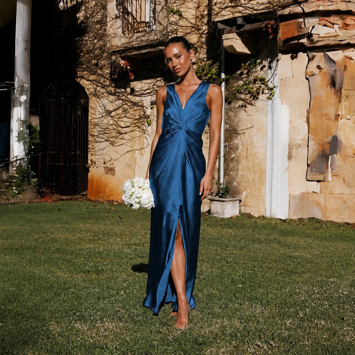 Elaine - Vestido de noche elegante sin mangas con espalda abierta