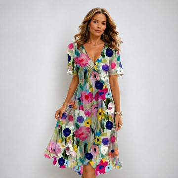 Annegret - Vestido elegante para damas con escote en V