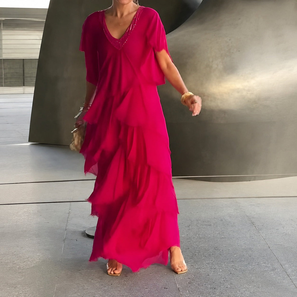 Riza - Vestido plisado con silueta fluida