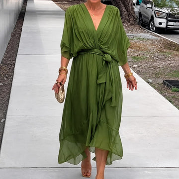 Loisa - Vestido de gasa aireado con cuello en V
