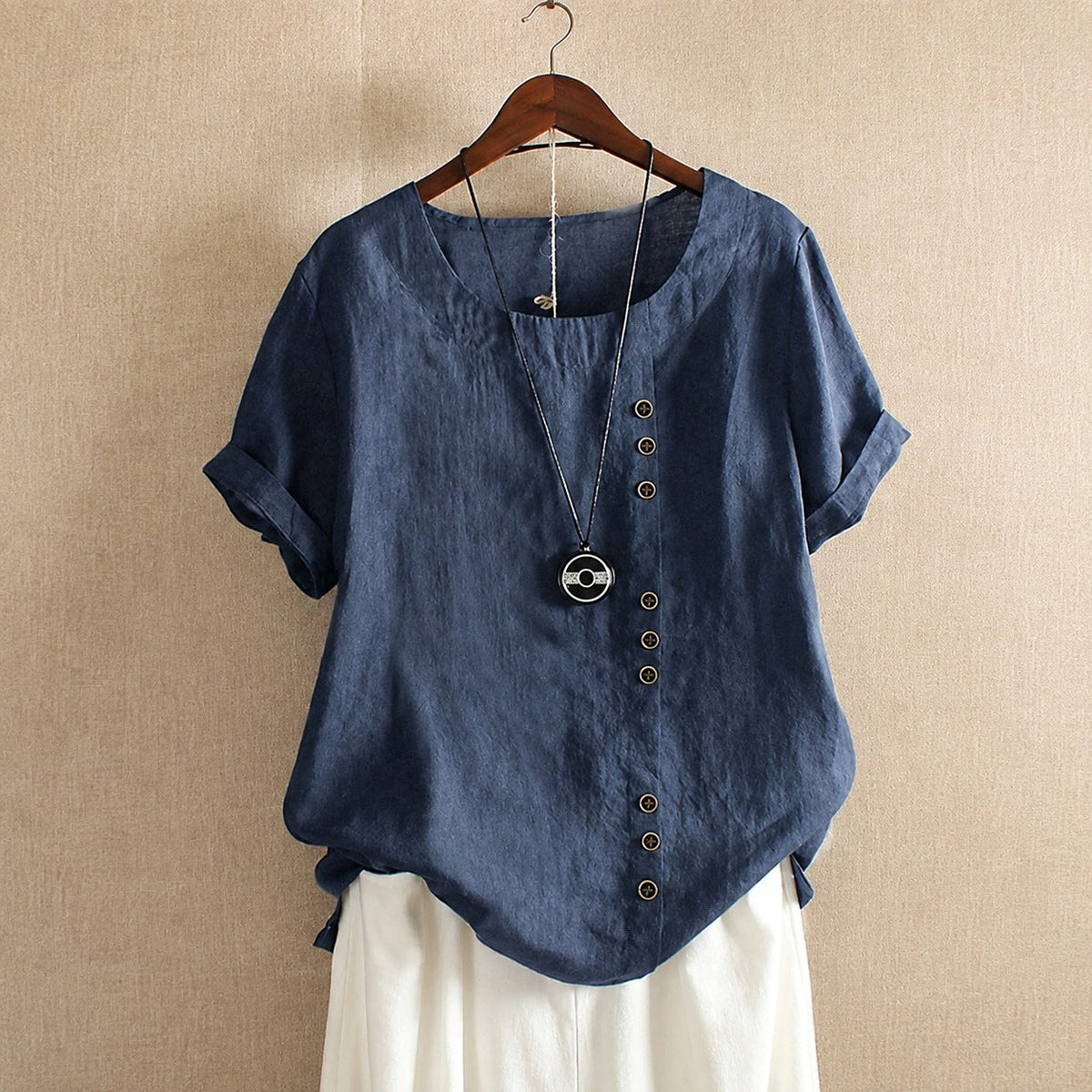 Julianny - Blusa de manga corta con botones