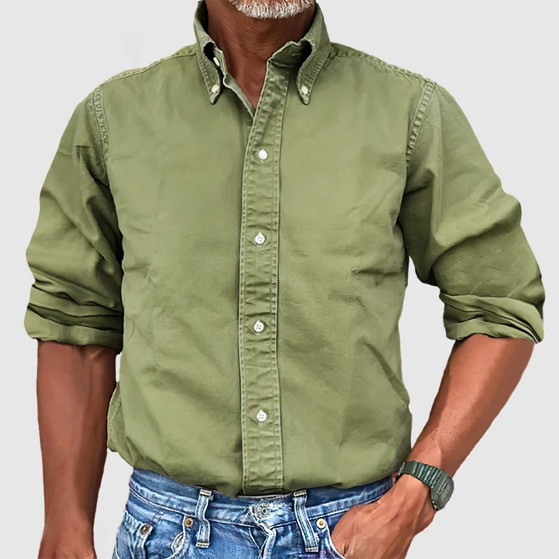 Vince – Camisa para hombre de estilo vintage con efecto desgastado