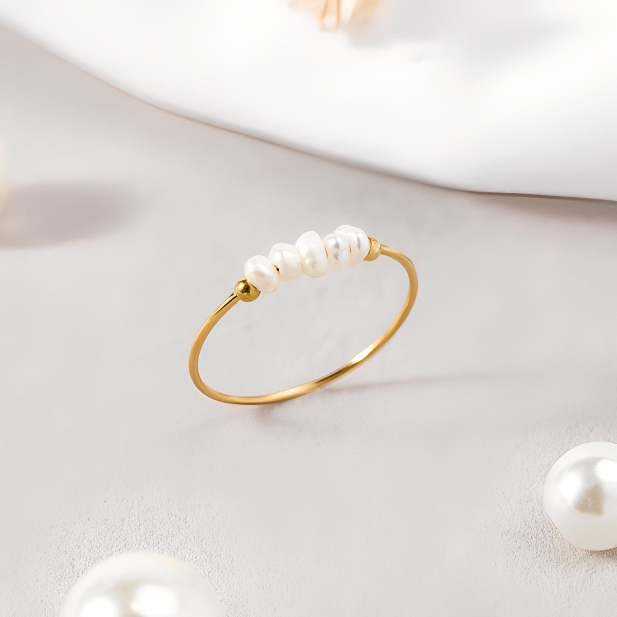 Maelia – Anillo Clásico de Perlas de Agua Dulce