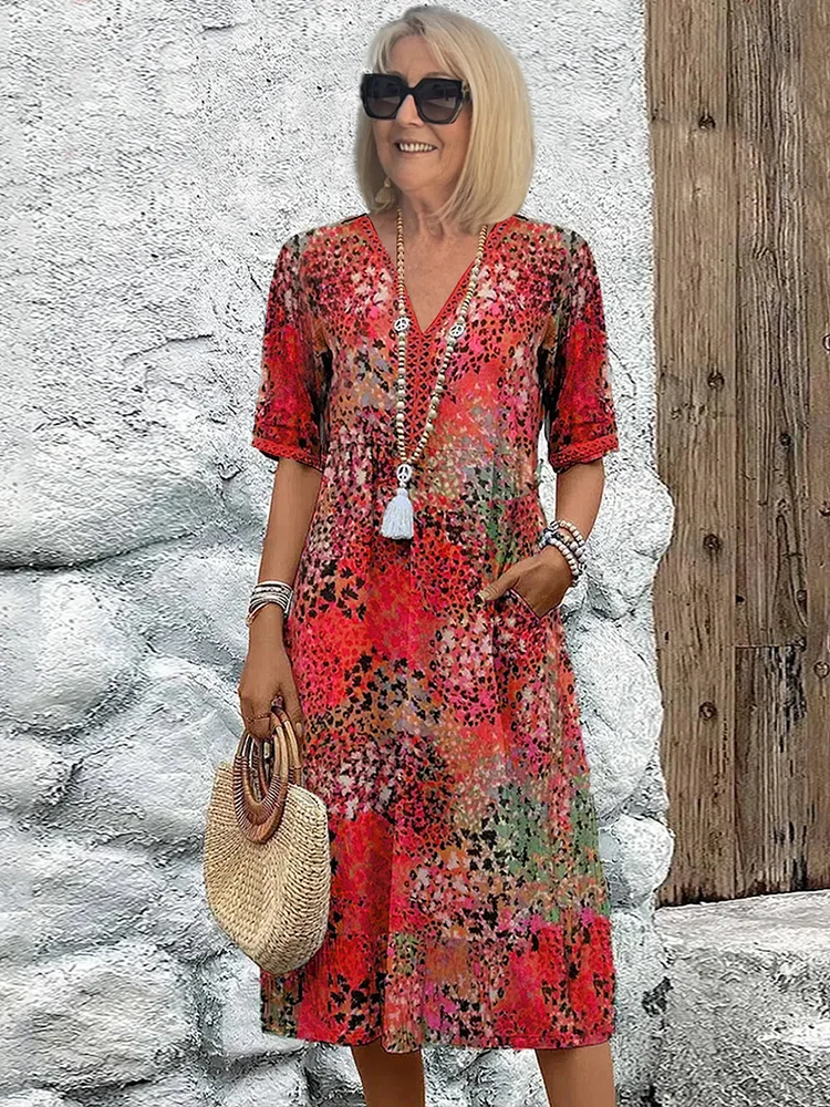 Macy - Vestido midi con estampado floral, conjunto chic