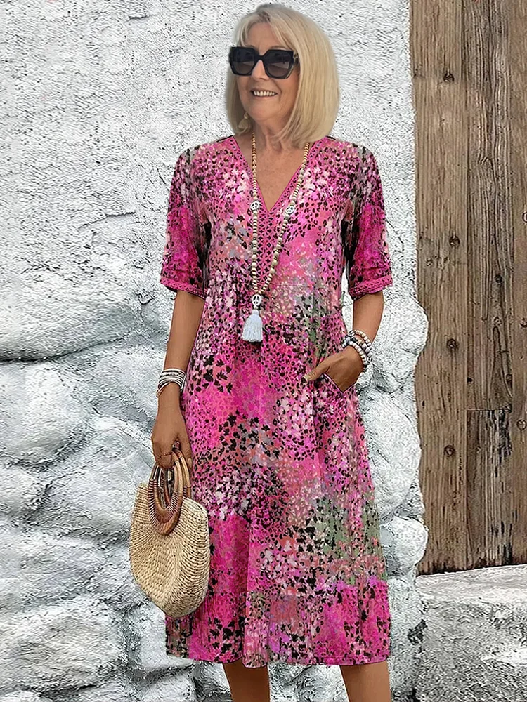 Macy - Vestido midi con estampado floral, conjunto chic