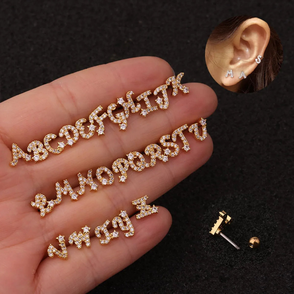 Pendientes con Iniciales de Plata CZ - Aretes delicados