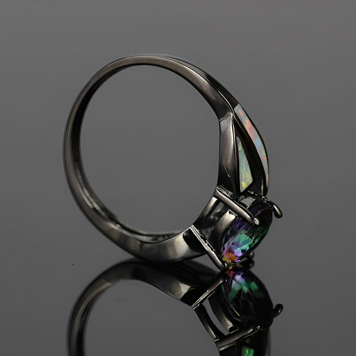 Mirella – Anillo arcoíris en ópalo y topacio