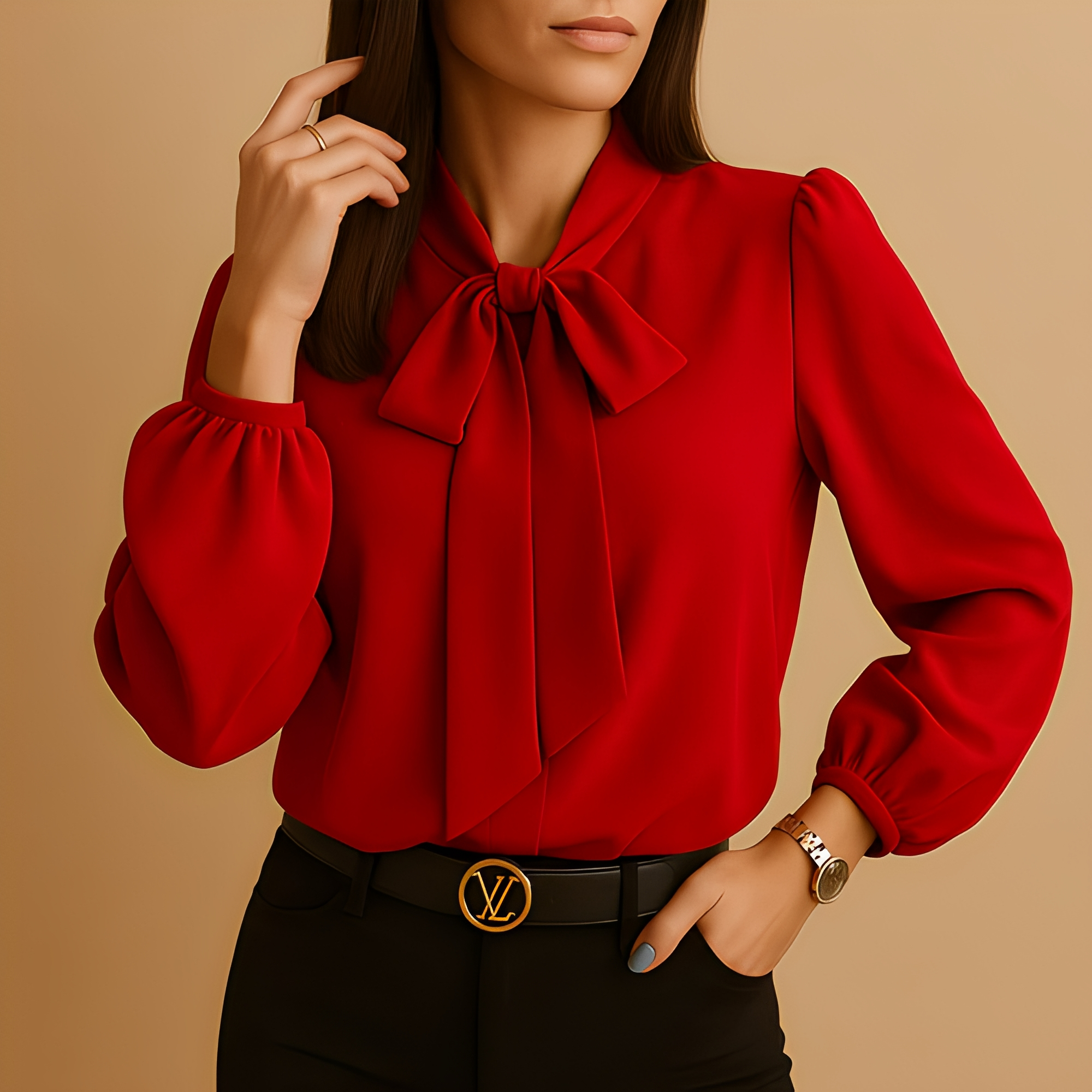 Blainne - Blusa elegante para mujeres con lazo