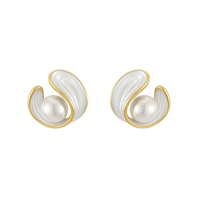 Alina – Pendientes elegantes de ópalo blanco, perla y dorado