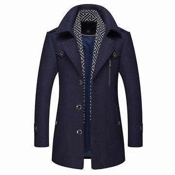 Abrigo trench clásico hombre doble botonadura con bolsillos laterales y forro estampado