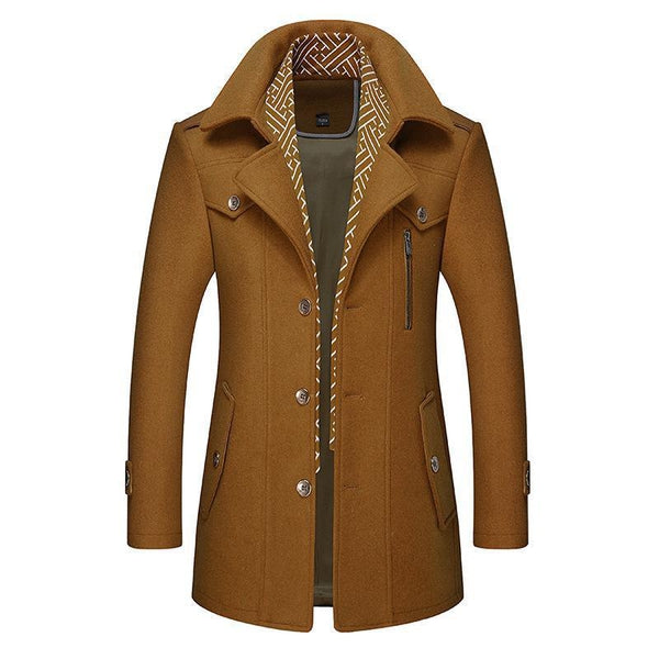 Abrigo trench clásico hombre doble botonadura con bolsillos laterales y forro estampado