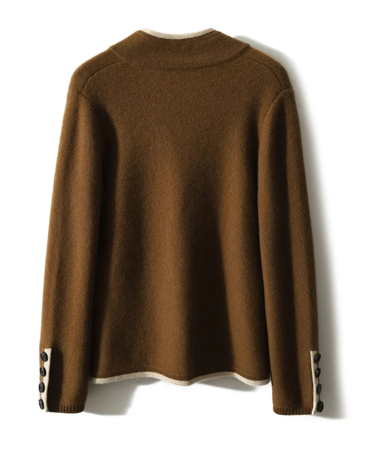 Cardigan para mujer - Cierre de botones con bolsillos y ribete en contraste