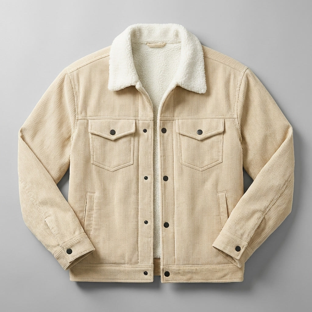 Chaqueta para hombre con cierre de botones, cuello reverso y bolsillos laterales