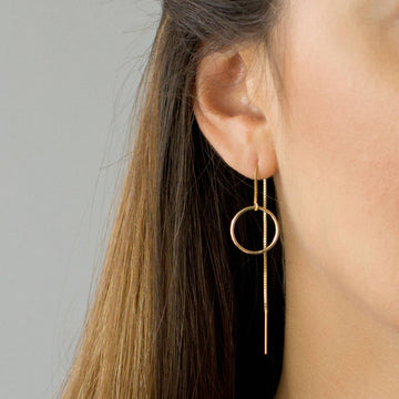 Aros de Hilo en Forma de Círculo - Aros Largos Colgantes
