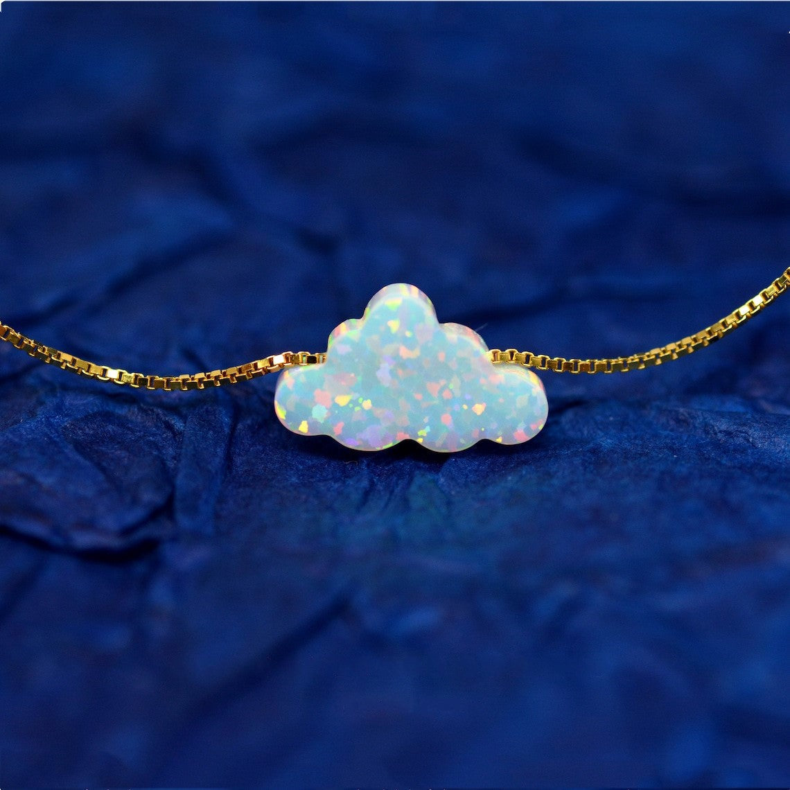 Collar de ópalo nube - Collar con colgante en forma de nube