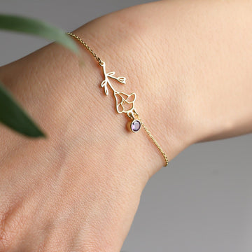 Pulsera de flores de nacimiento - Pulsera de gema de nacimiento