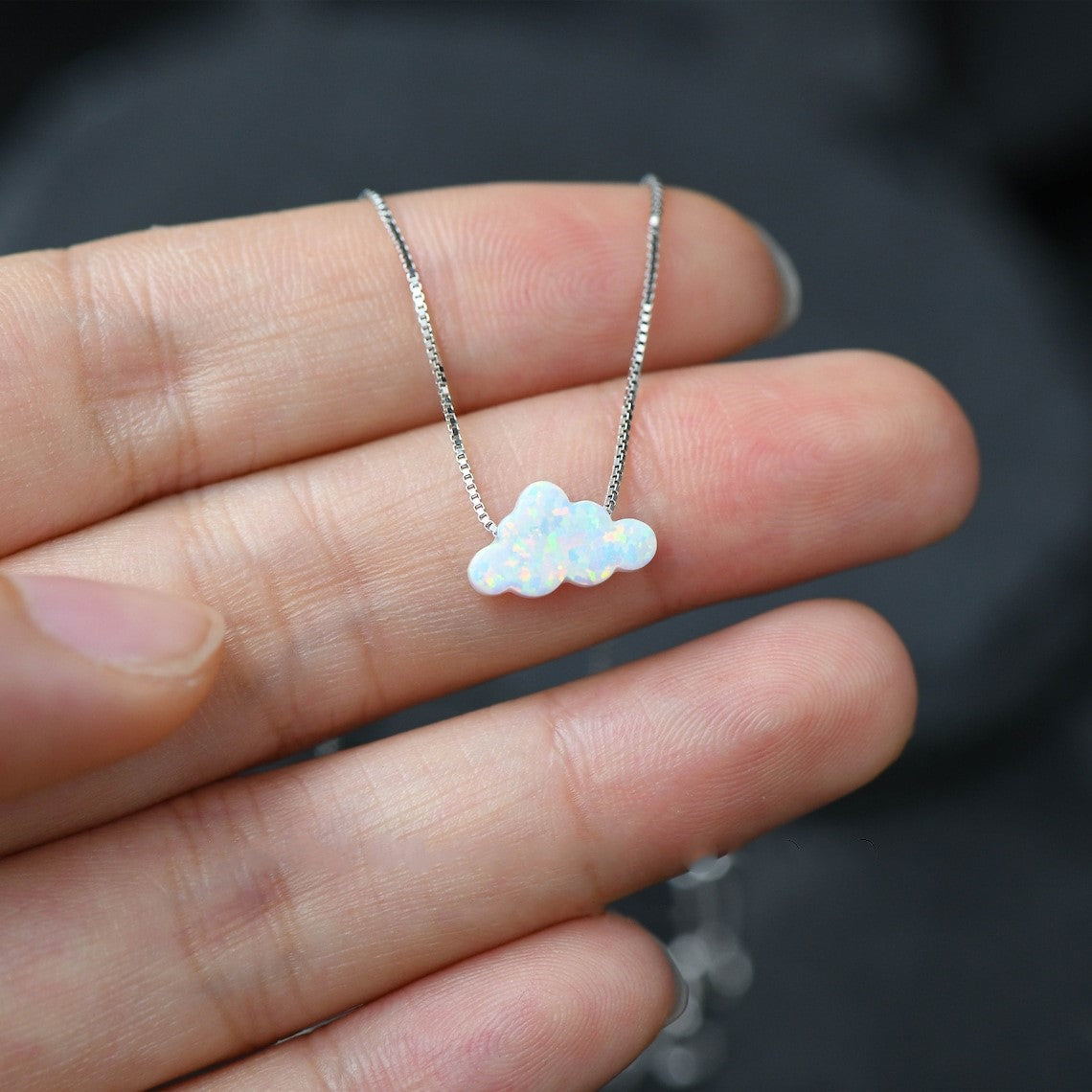 Collar de ópalo nube - Collar con colgante en forma de nube