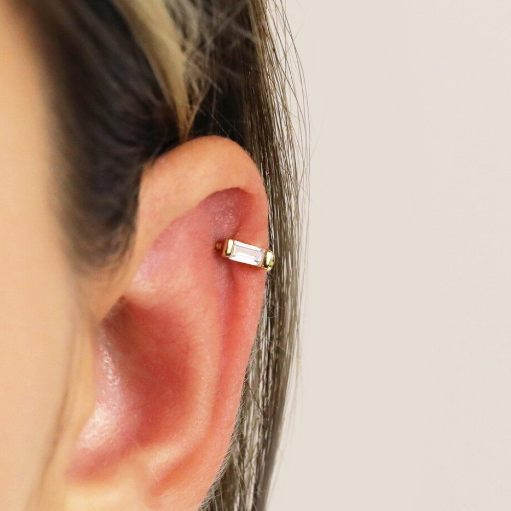 Aretes de Diamante - Pendientes de Cartílago Baguette