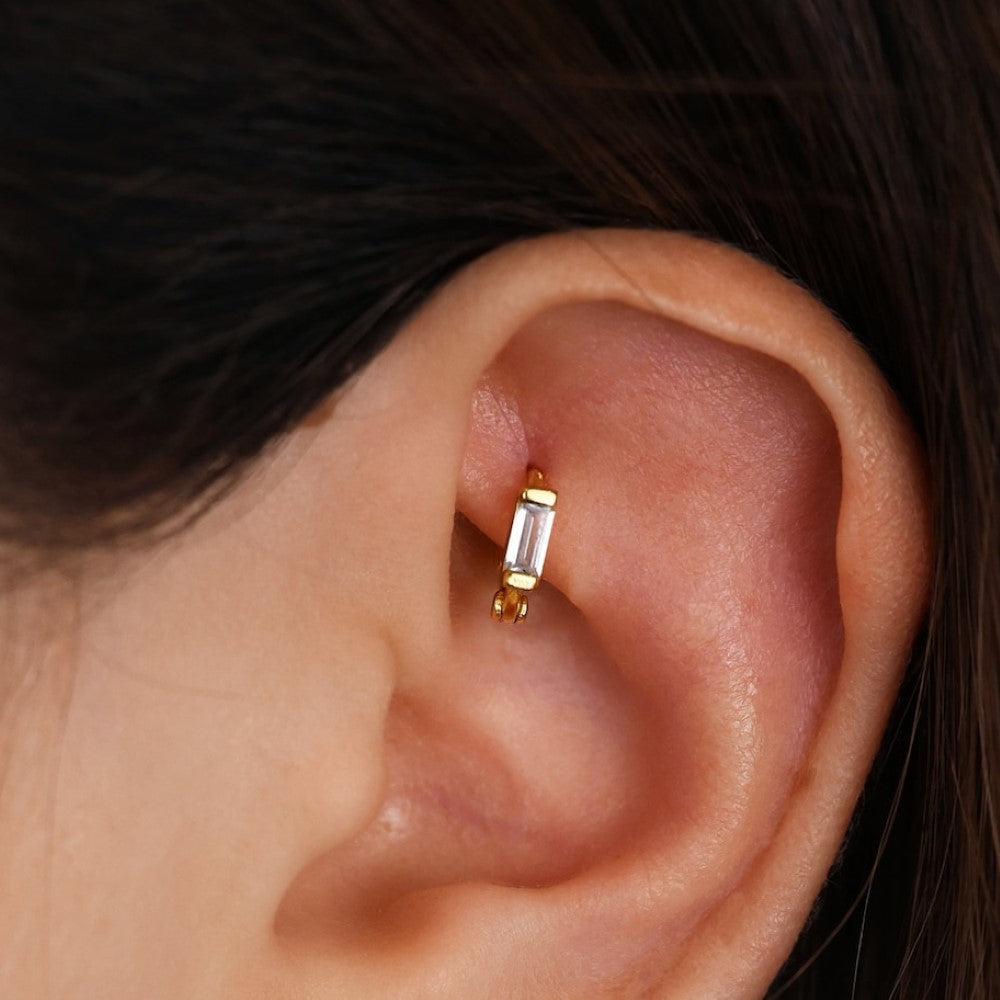 Aretes de Diamante - Pendientes de Cartílago Baguette