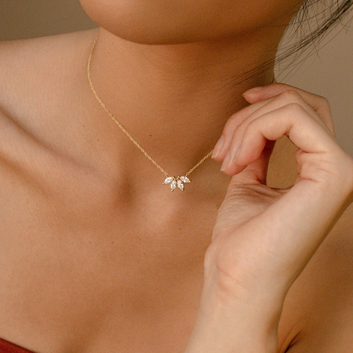 Collar de diamante marquesa - Incrustación de piedra marquesa