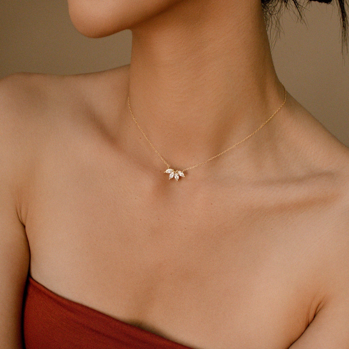 Collar de diamante marquesa - Incrustación de piedra marquesa