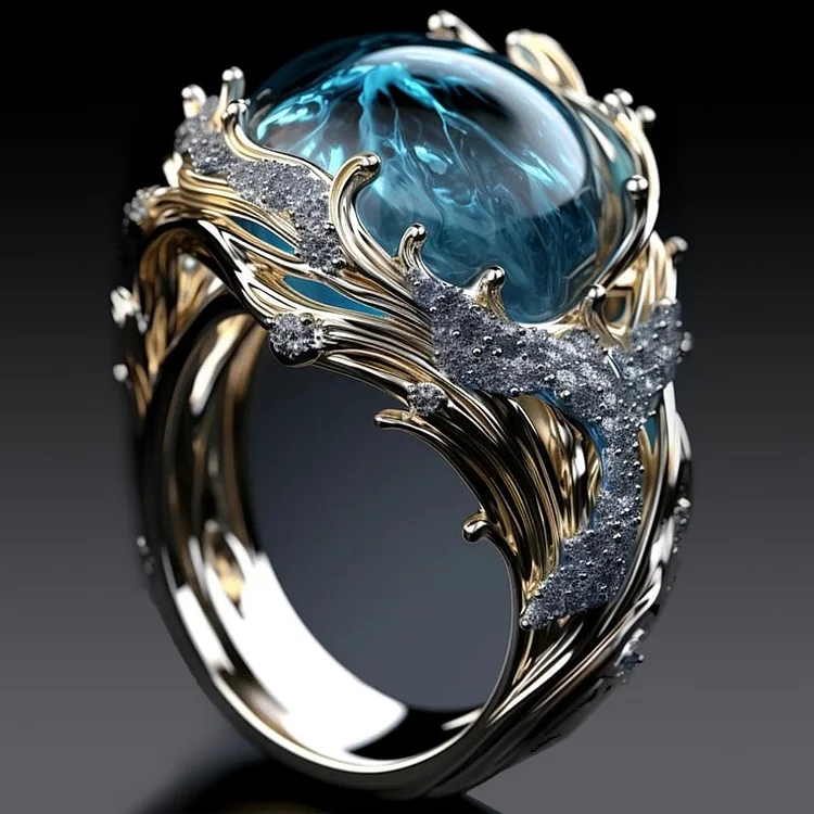 Selena – Anillo vintage de cristal marino