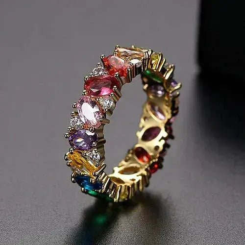 Colette – Anillo de Declaración Brillante Arcoíris