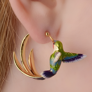 Wendy – Aros de colibrí esmaltados retro