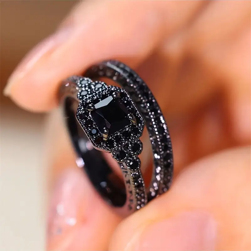 Adrian – Set de anillos vintage en negro